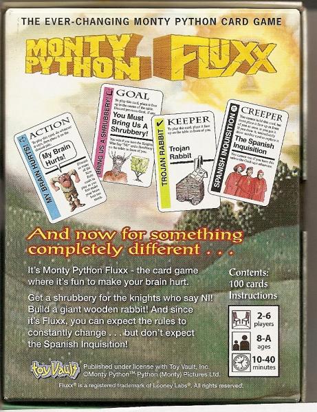Monty Python Fluxx back of box
