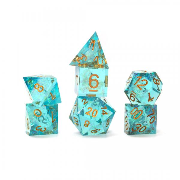 Sharp Aqua Fairy 7-Piece Polyhedral Dice Set - Sirius Dice
