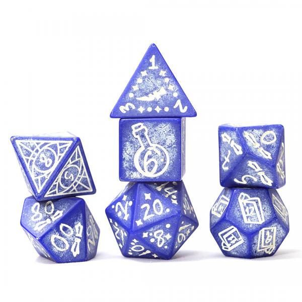 Illusory Stone - Purple Agate 7-Piece Polyhedral Dice Set - Sirius Dice