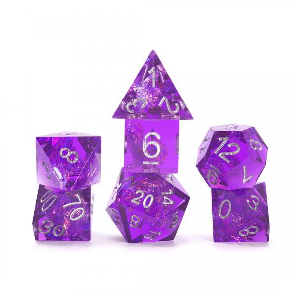 Sharp Purple Fairy 7-Piece Polyhedral Dice Set - Sirius Dice
