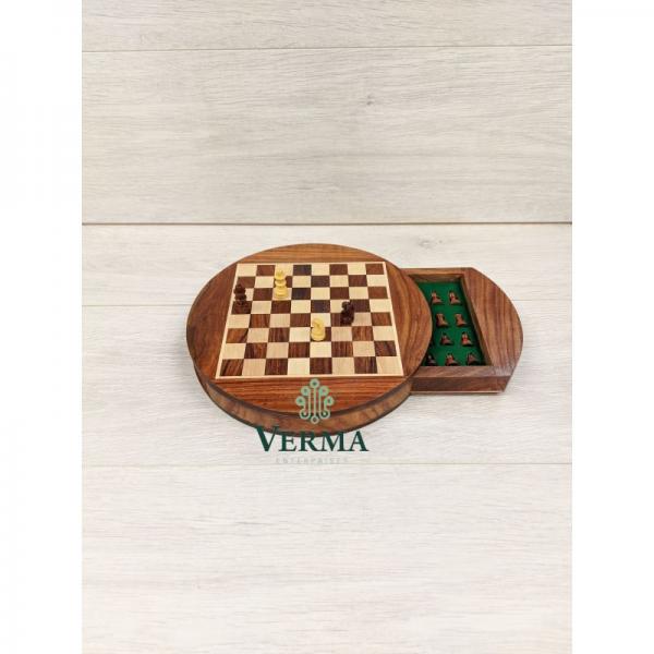 CHESS SET ROUND M/G 9"