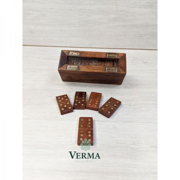 DOMINOS GLASS TOP BRASS INLAY 6"