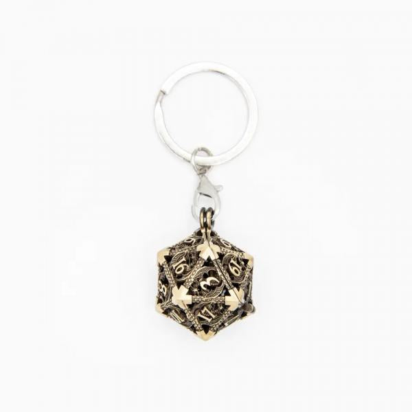 Wyvern's Vault | D20 Keyring w/Mini Dice | Bronze