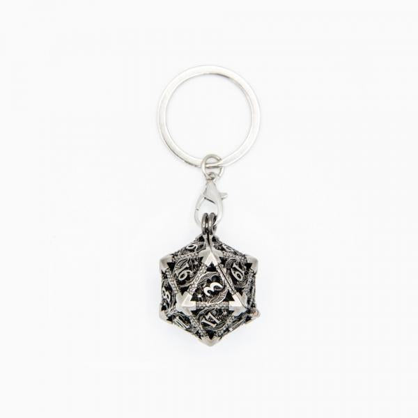 Wyvern's Vault | D20 Keyring w/Mini Dice | Nickel