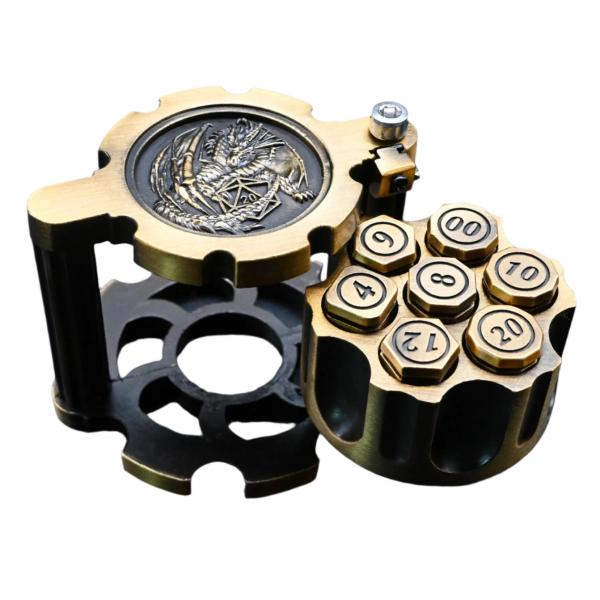 Hexchamber | Bullet Dice set and Revolver Holder | Gold