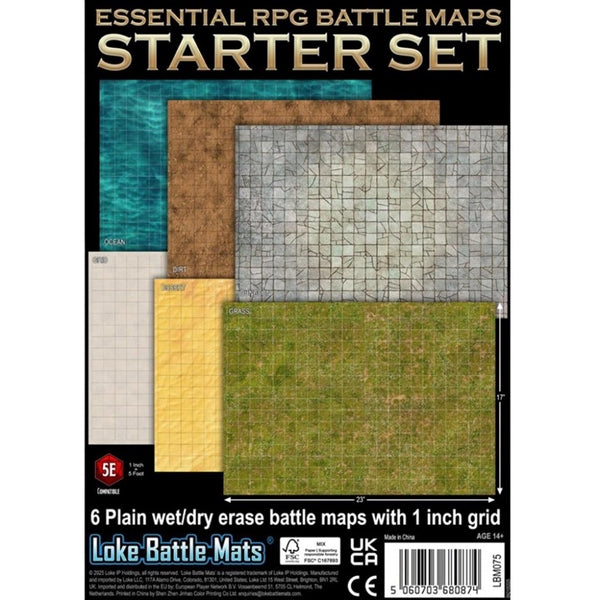 Dnd Map Set Starter Set. 6 Plain Wet/Dry Erase Battle Maps with 1 inch grid: Essen ...