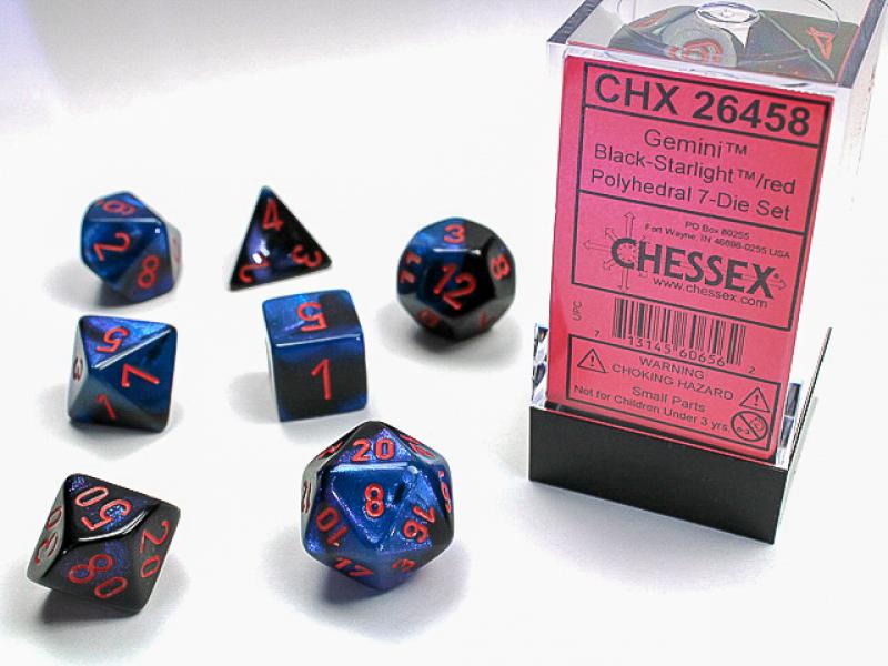 Poly Dice Set (7): Black-Starlight/red Gemini