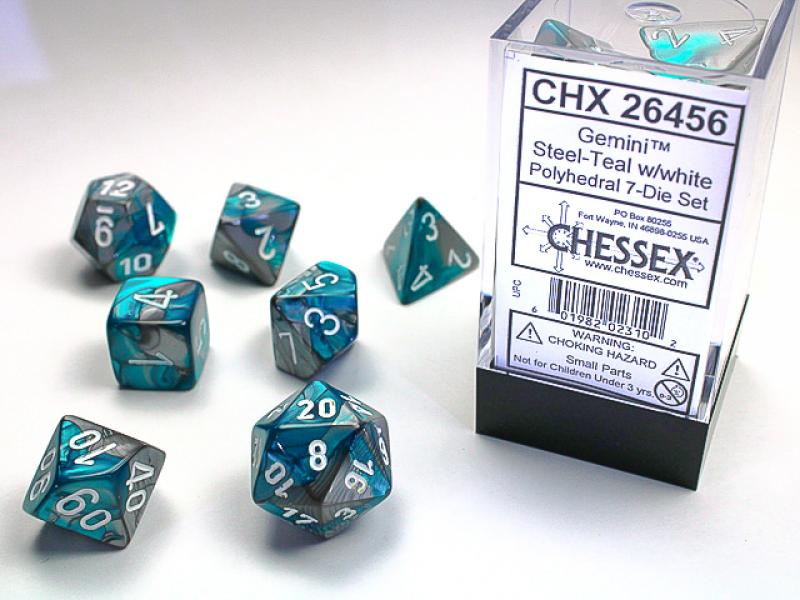 Poly Dice Set (7): Gemini Steel-Teal/White