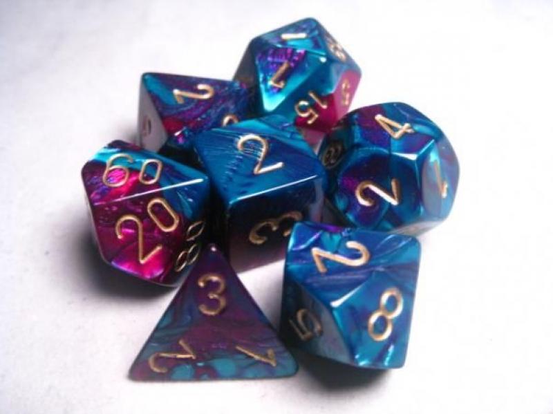 Poly Dice Set (7): Gemini Purple-Teal/Gold