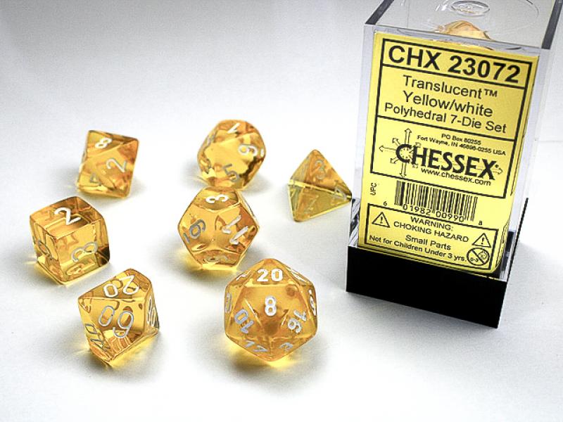 Poly Dice Set (7): Translucent Yellow/White