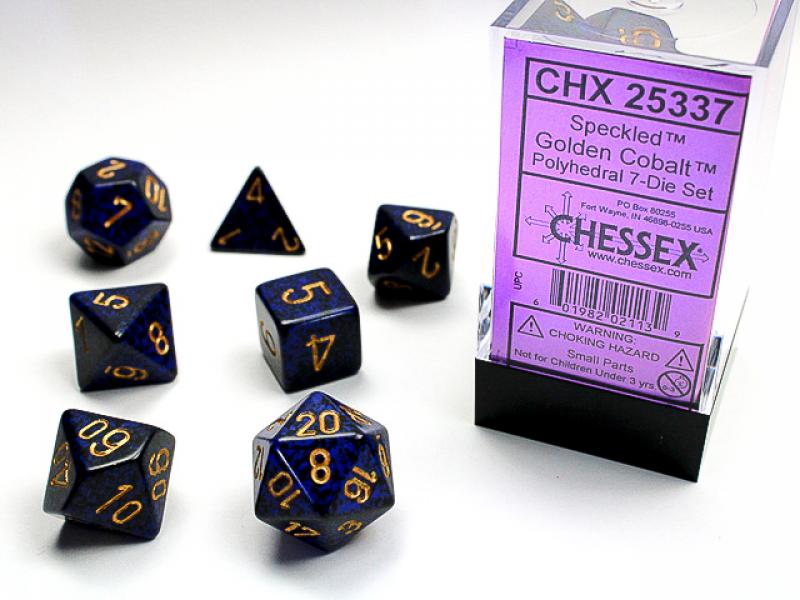 Poly Dice Set (7): Golden Cobalt