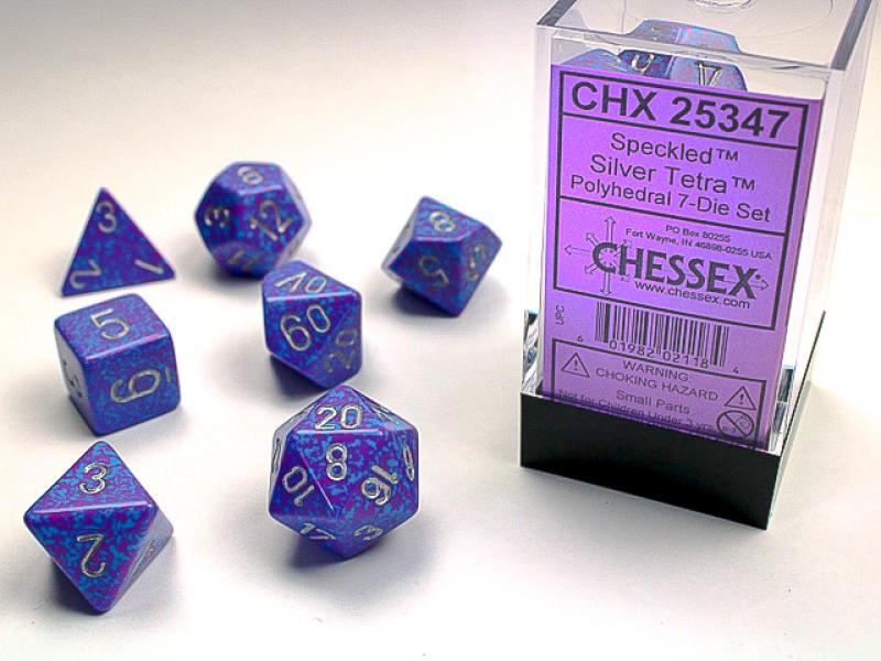 Poly Dice Set (7): Silver Tetra