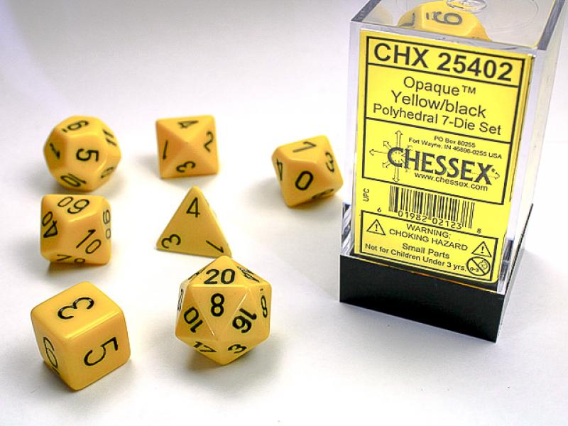 Poly Dice Set (7): Opaque Yellow/Black