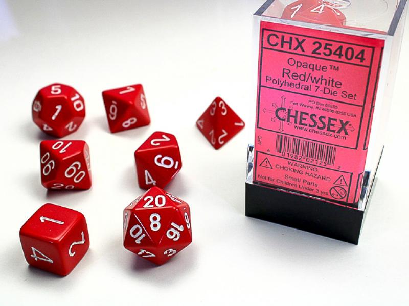 Poly Dice Set (7): Opaque Red/White