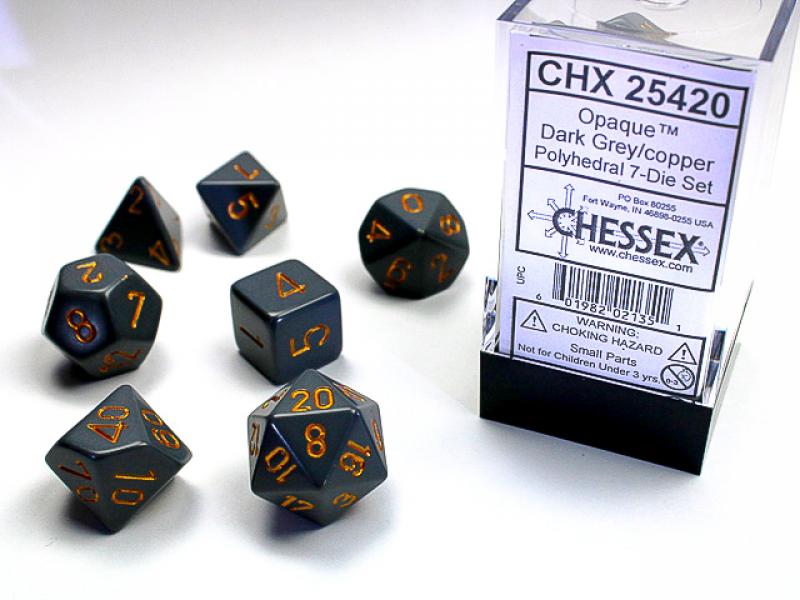 Poly Dice Set (7): Opaque Dark Grey/Copper