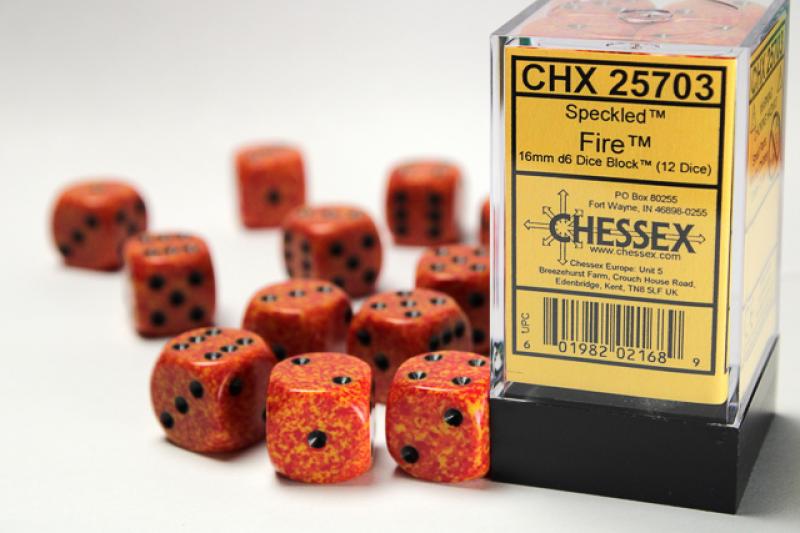 16mm D6 Dice Block (12): Fire