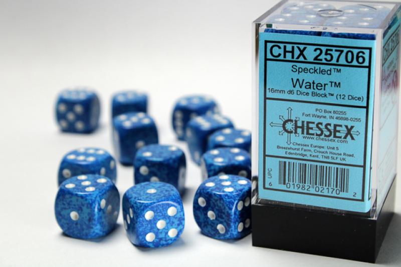 16mm D6 Dice Block (12): Water