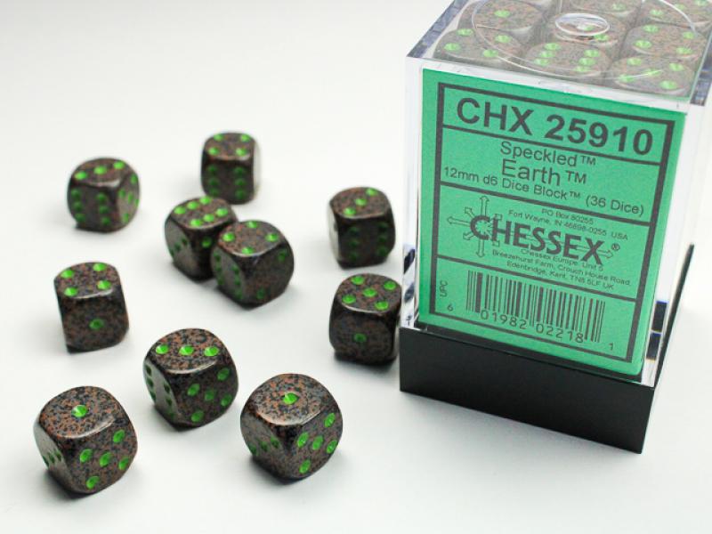 12mm D6 Dice Block (36): Earth