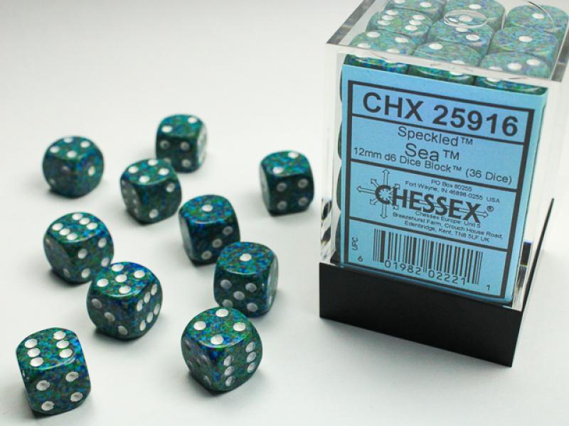 12mm D6 Dice Block (36): Sea