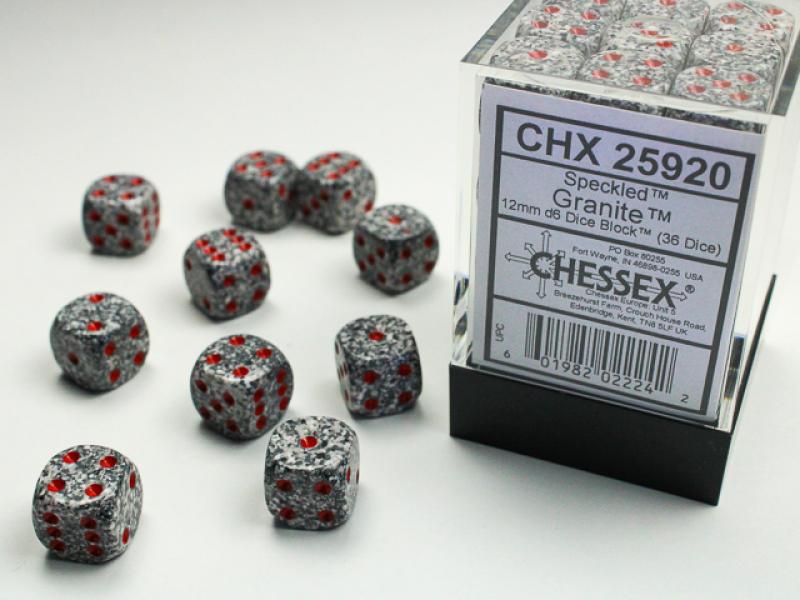 12mm D6 Dice Block (36): Granite