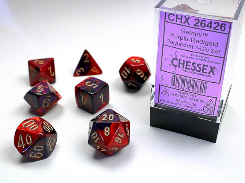 Poly Dice Set (7): Gemini Purple-Red/Gold