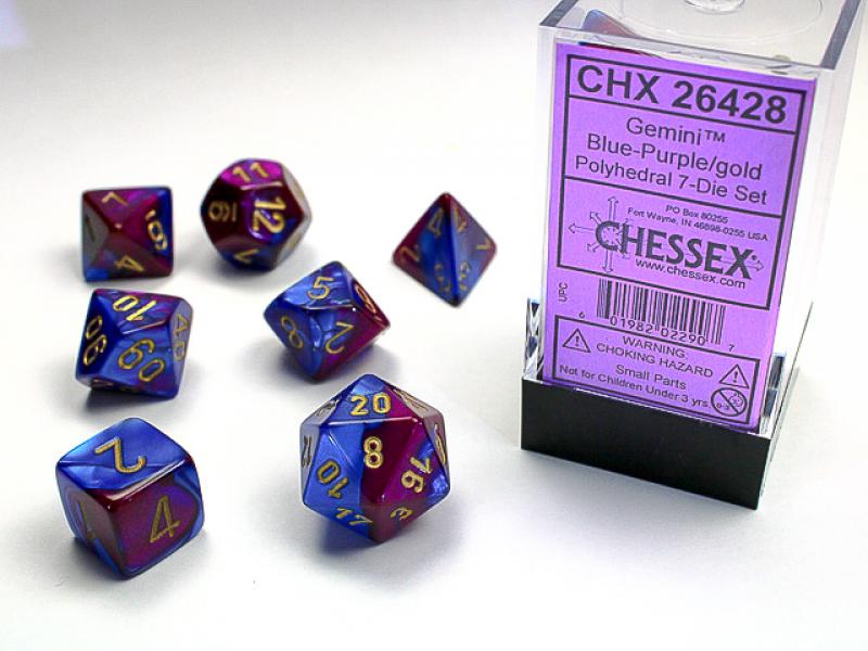 Poly Dice Set (7): Gemini Blue-Purple/Gold