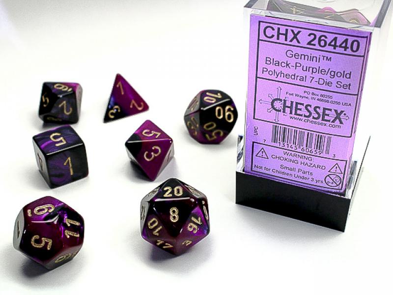 Poly Dice Set (7): Gemini Black-Purple/Gold