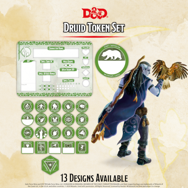 D&D Druid Token Set (Player Board & 22 tokens)