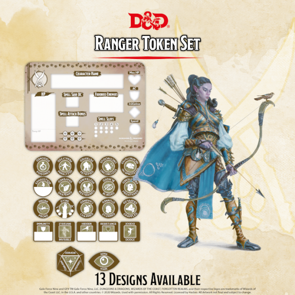 D&D Ranger Token Set (Player Board & 22 tokens)