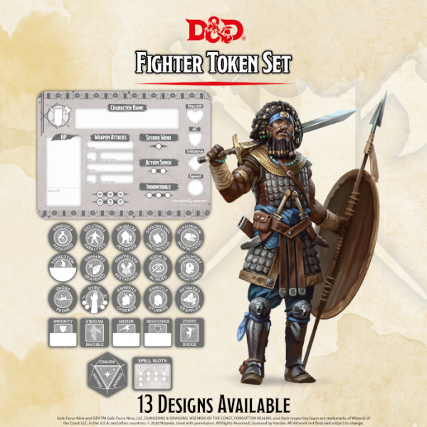 D&D Fighter Token Set (Player Board & 22 tokens)