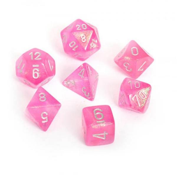 Poly Dice Set (7): Borealis Pink/Silver