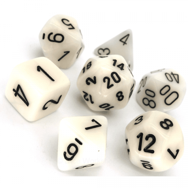 Poly Dice Set (7): Mother of Pearl White/Black