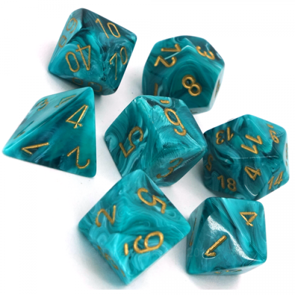 Poly Dice Set (7): Vortex Teal/Gold