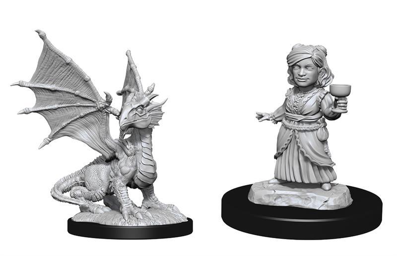 Silver Dragon Wyrmling & Female Halfling: D&D Nolzur's Marvelous Miniatures (W13)