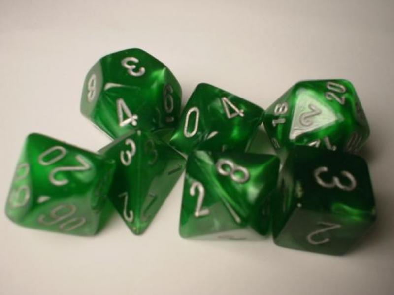 Poly Dice Set (7): Velvet Green/Silver