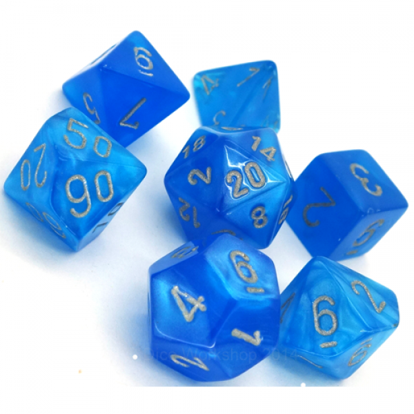 Poly Dice Set (7): Velvet Bright Blue/Silver