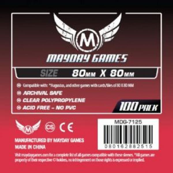 100 x Mayday Clear Square Card Sleeves 80mm x 80mm