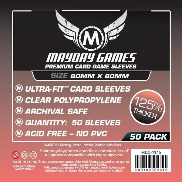 50 x Clear Card Sleeves 80mm x 80mm (Mayday Premium)