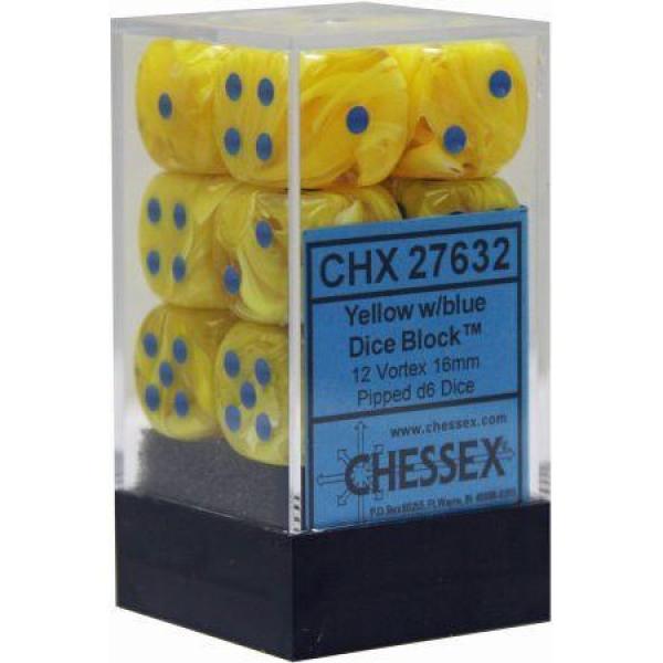 16mm D6 Dice Block(12): Vortex Yellow/Blue