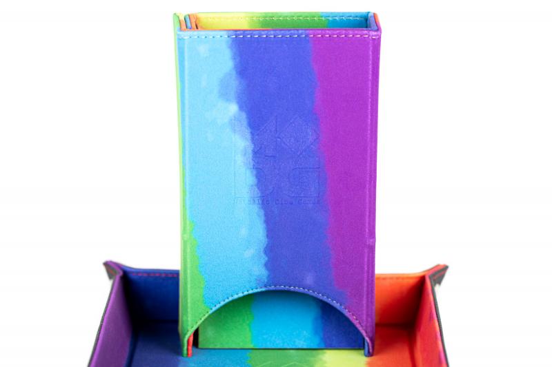 Fold Up Velvet Dice Tower: Watercolour Rainbow