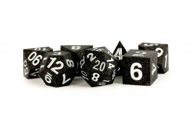 Silicone Rubber Poly Dice Set: Gold Scatter