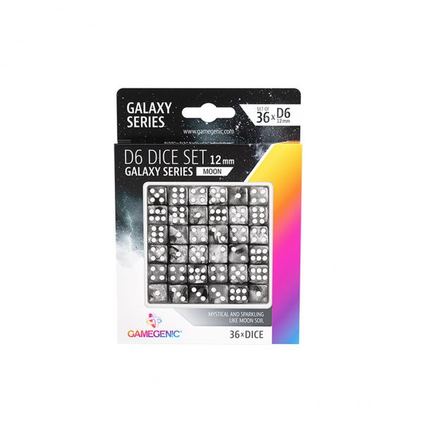 Gamegenic Galaxy Series - Moon -  D6 Dice Set 12 mm (36 pcs) Black