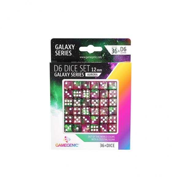 Gamegenic Galaxy Series - Aurora -  D6 Dice Set 12 mm (36 pcs) Green/Purple