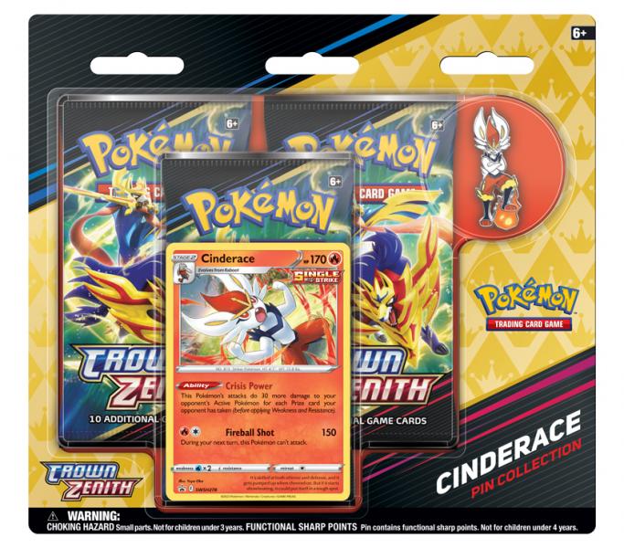 Pokemon TCG: Sword & Shield 12.5 Crown Zenith Pin Collection – Rillaboom, Cinderace or Inteleon
