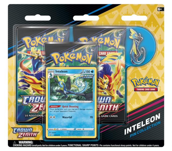 Pokemon TCG: Sword & Shield 12.5 Crown Zenith Pin Collection – Rillaboom, Cinderace or Inteleon