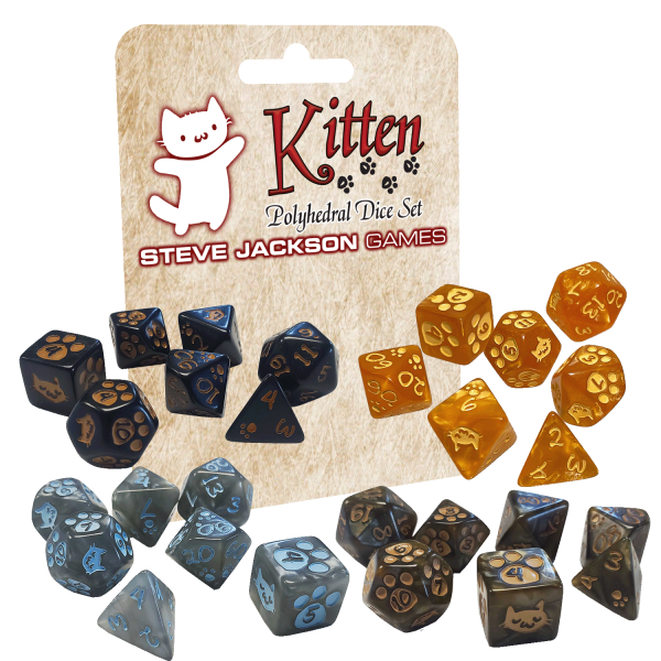 Kitten Polyhedral Dice Set: Black
