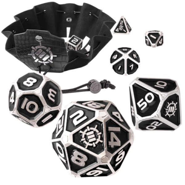 Enhance Tabletop RPGs Collectors Edition 7pc Enamel Dice Set with Drawstring Pouch (Black) [ Pre-order ]