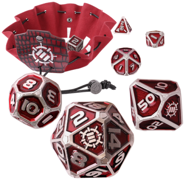 Enhance Tabletop RPGs Collectors Edition 7pc Enamel Dice Set with Drawstring Pouch (Red) [ Pre-order ]