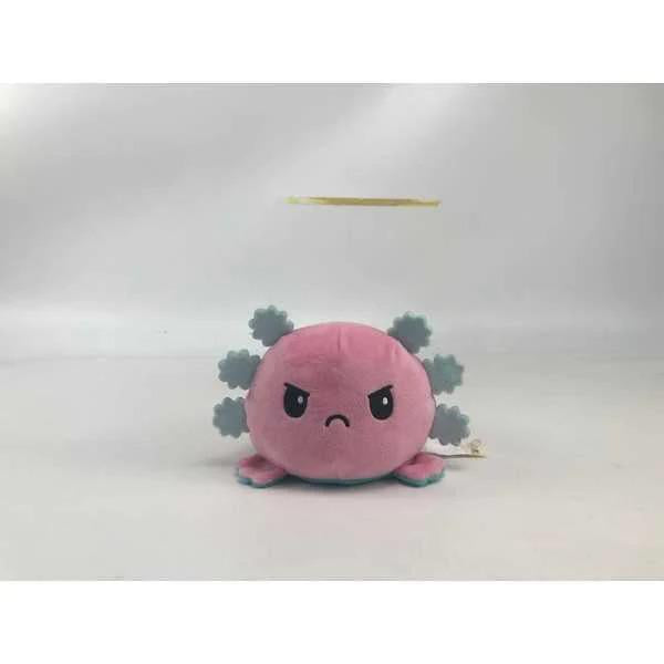 Happy and Angry : Reversible Axolotl Plushie (Aqua and Pink)