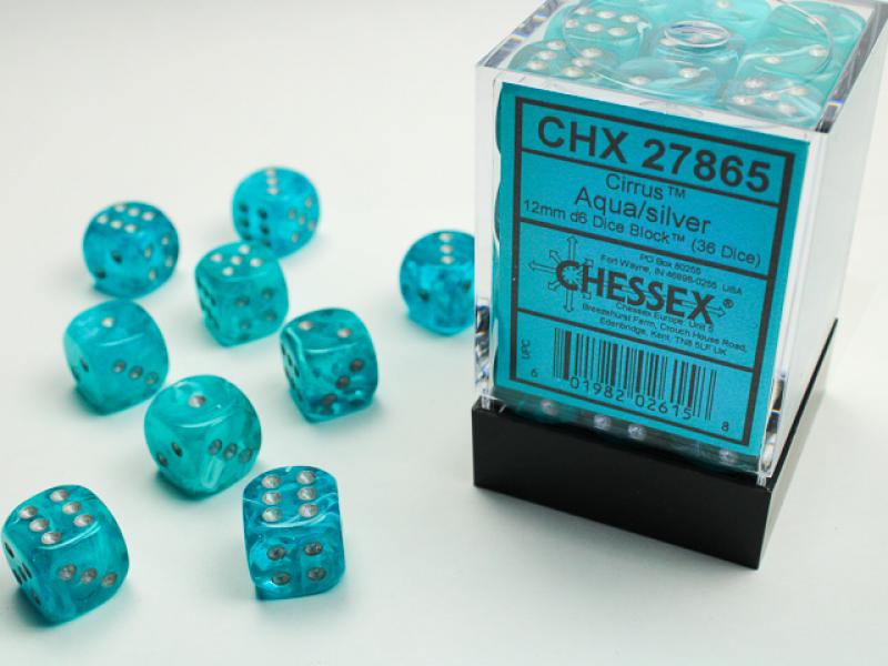 12mm D6 Dice Block (36): Festive Aqua/Silver